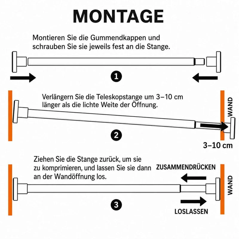 Teleskopstange »Como« ohne Bohren, ausziehbar , Ø 25/22 mm, Klemmstange als Gardinenstange, Duschvorhangstange und Kleiderstange 202610