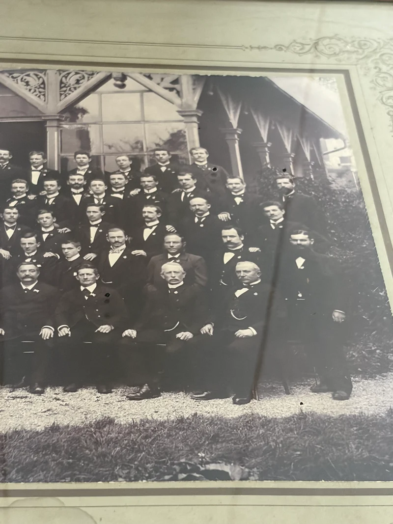Original alte Fotografie gerahmt mit Holz und altem Glas Belgien
