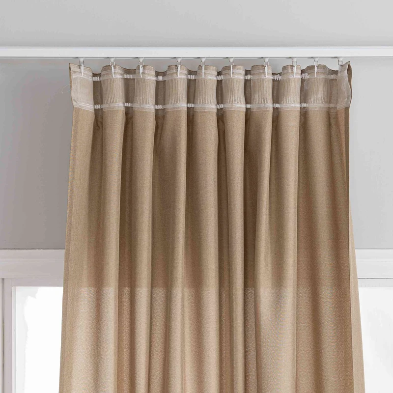 Gardinen-Set 3-teilig XL Wien« | 2 Vorhänge Leinenoptik HxB 245x300 cm und 1 Voile Batist Store HxB 245x600 cm Weiß 1:2 Wellenband 2025100-110S4