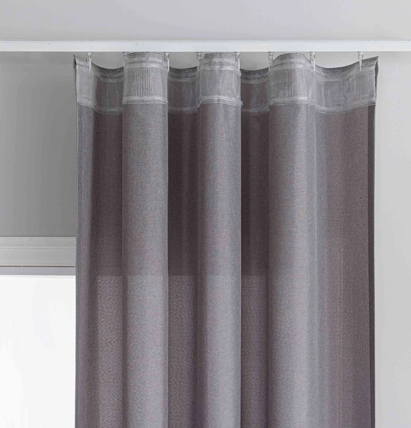 Gardinen-Set 3-teilig XL Wien« | 2 Vorhänge Leinenoptik HxB 245x300 cm und 1 Voile Batist Store HxB 245x600 cm Weiß 1:2 Wellenband 2025100-110S4
