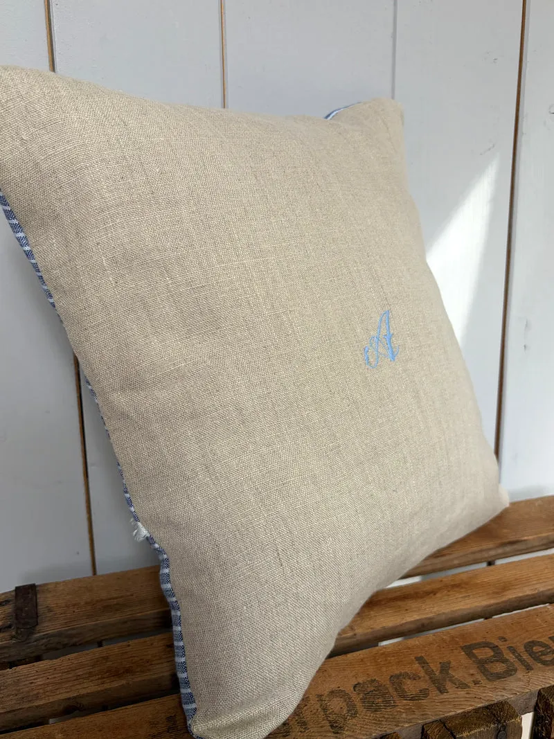 Kissenbezug washed Leinen mit Monogramm A