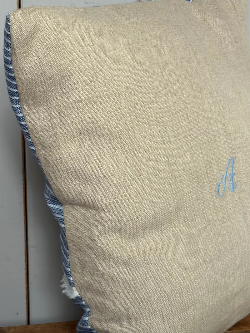 Kissenbezug washed Leinen mit Monogramm A