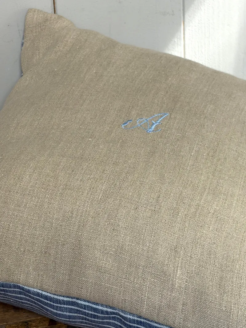 Kissenbezug washed Leinen mit Monogramm A