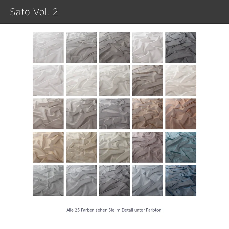 Sato Vol. 2 – hochwertiger transparenter Vorhang nach Maß mit edler Netzstruktur in 25 Farben