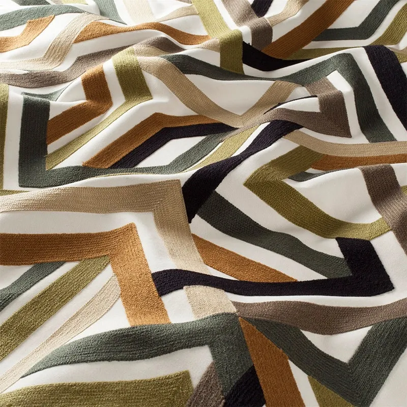 Edge of Heaven – eleganter Designvorhang nach Maß aus Baumwolle mit geometrischem Muster Stickerei