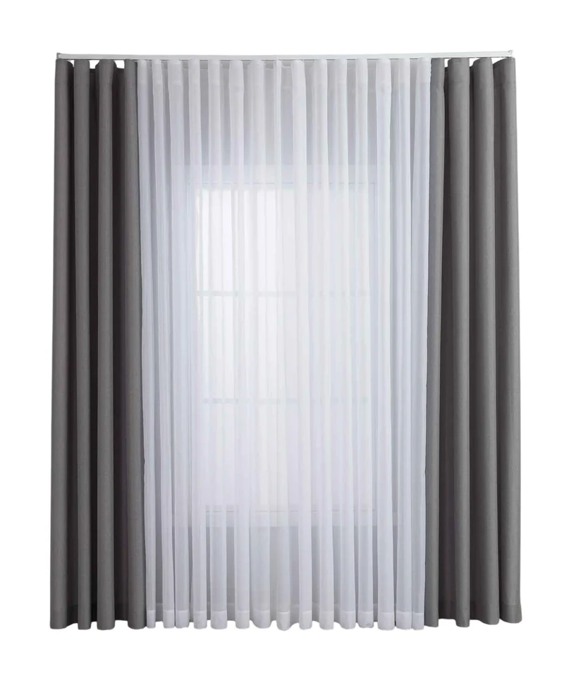 Gardinen-Set 3-teilig L Wien« | 2 Vorhänge Leinenoptik HxB 245x300 cm und 1 Voile Batist Store HxB 245x300 cm Weiß 1:2 Wellenband 2025100-110S3