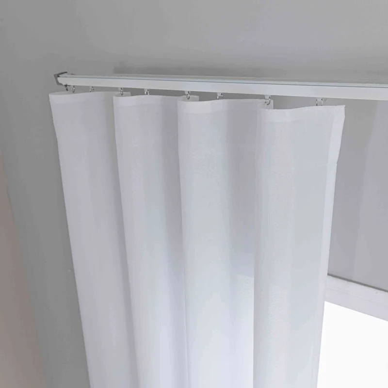Gardinen-Set 3-teilig M Wien« | 2 Vorhänge Leinenoptik HxB 245x145 cm und 1 Voile Batist Store HxB 245x600 cm Weiß 1:2 Wellenband 2025100-110S2