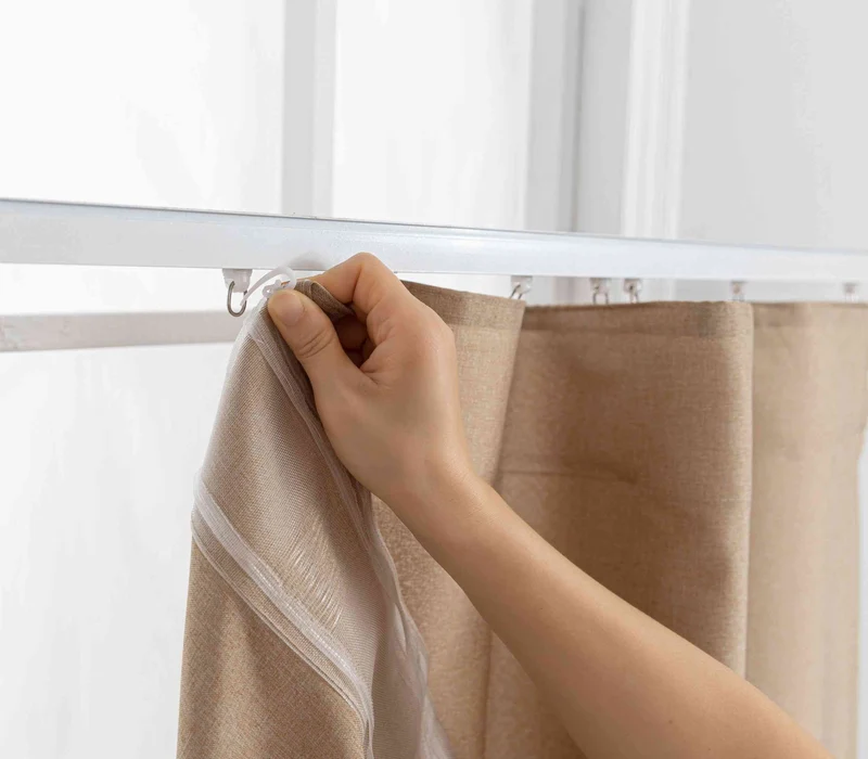 Gardinen-Set 3-teilig M Wien« | 2 Vorhänge Leinenoptik HxB 245x145 cm und 1 Voile Batist Store HxB 245x600 cm Weiß 1:2 Wellenband 2025100-110S2