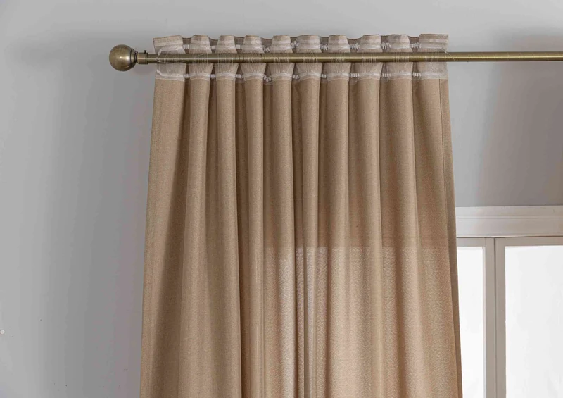 Gardinen-Set 3-teilig M Wien« | 2 Vorhänge Leinenoptik HxB 245x145 cm und 1 Voile Batist Store HxB 245x600 cm Weiß 1:2 Wellenband 2025100-110S2