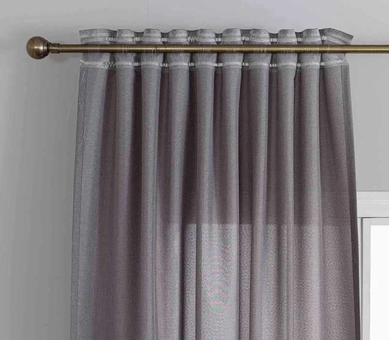 Gardinen-Set 3-teilig S Wien« | 2 Vorhänge Leinenoptik HxB 245x145 cm und 1 Voile Batist Store HxB 245x300 cm Weiß 1:2 Wellenband 2025100-110S1