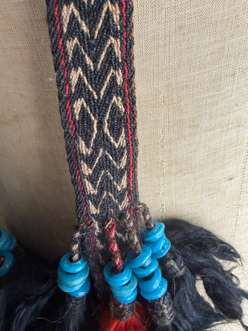 Alter Tuareg-Gurt Marokko 3,75 Meter lang Flachgewebe mit Glasperlen