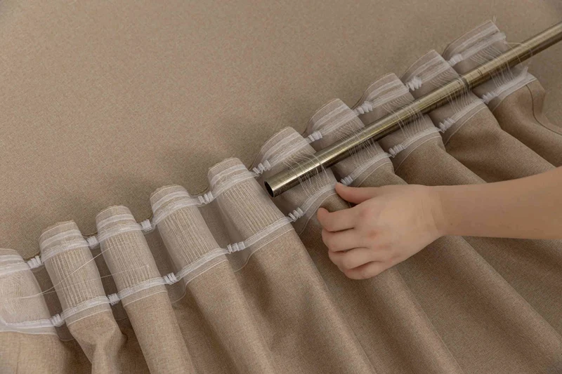 Vorhang Cationic mit Wellenband »Wien« 1:2 Wellenband Bleibandabschluß Knitterarm Wellenfall 2025110