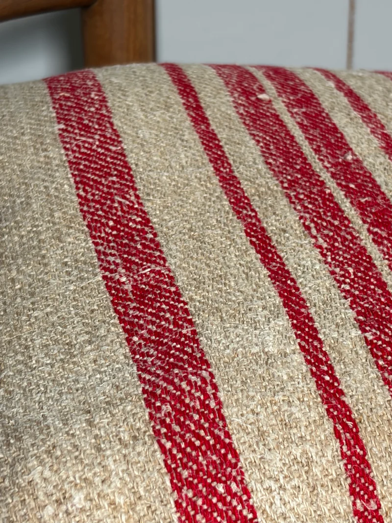 Kissenbezug rot gestreift antiker Hanfstoff 40 x 40