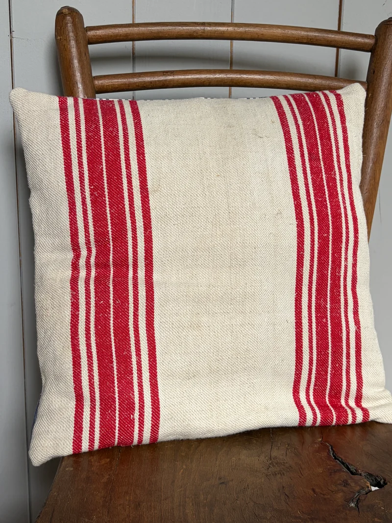 Kissenbezug rot gestreift Leinen 40 x 40