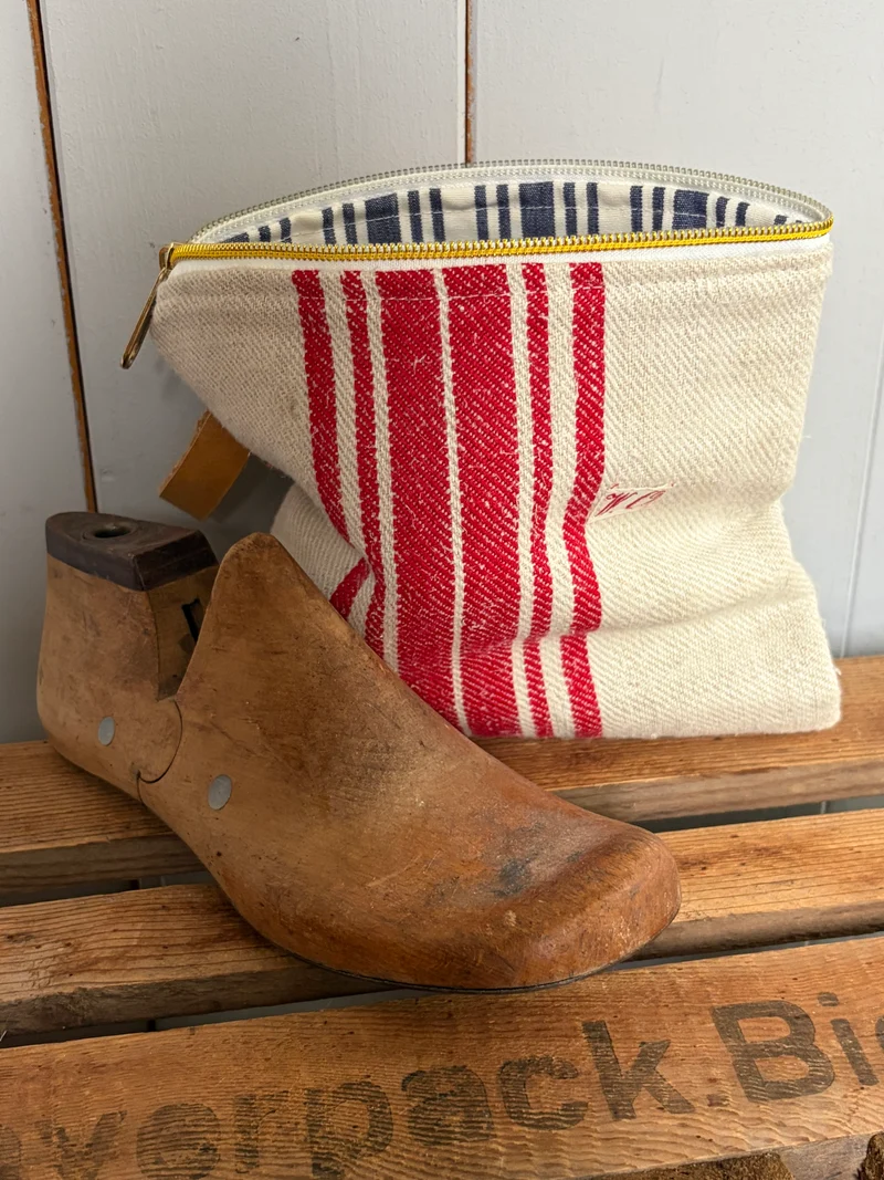 Kosmetiktasche aus altem Leinen - kleiner Shopper