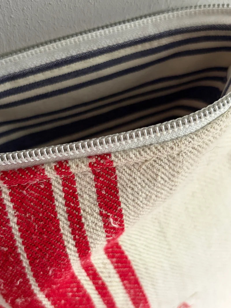 Kosmetiktasche aus altem Leinen - kleiner Shopper