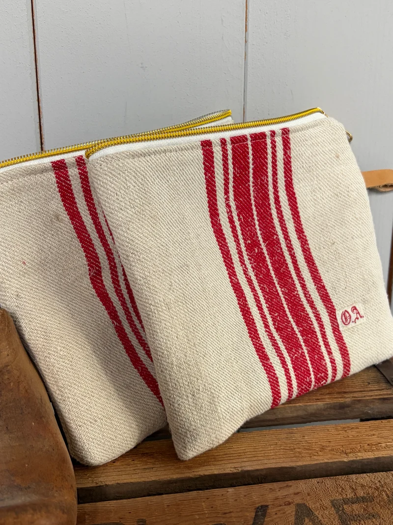Kosmetiktasche aus altem Leinen - kleiner Shopper