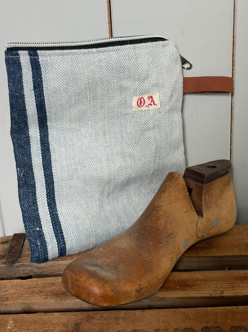 Kosmetiktasche aus altem Leinen - kleiner Shopper