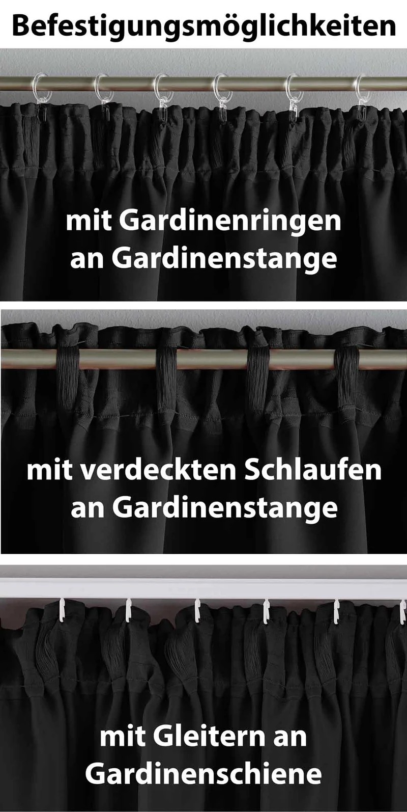 Vorhang Blickdicht »NewYork« verdeckte Schlaufen 1er-Pack Thermo-Gardine Verdunkelungsvorhang Blackout schalldämmend Kräuselband Raffhalter 202020610