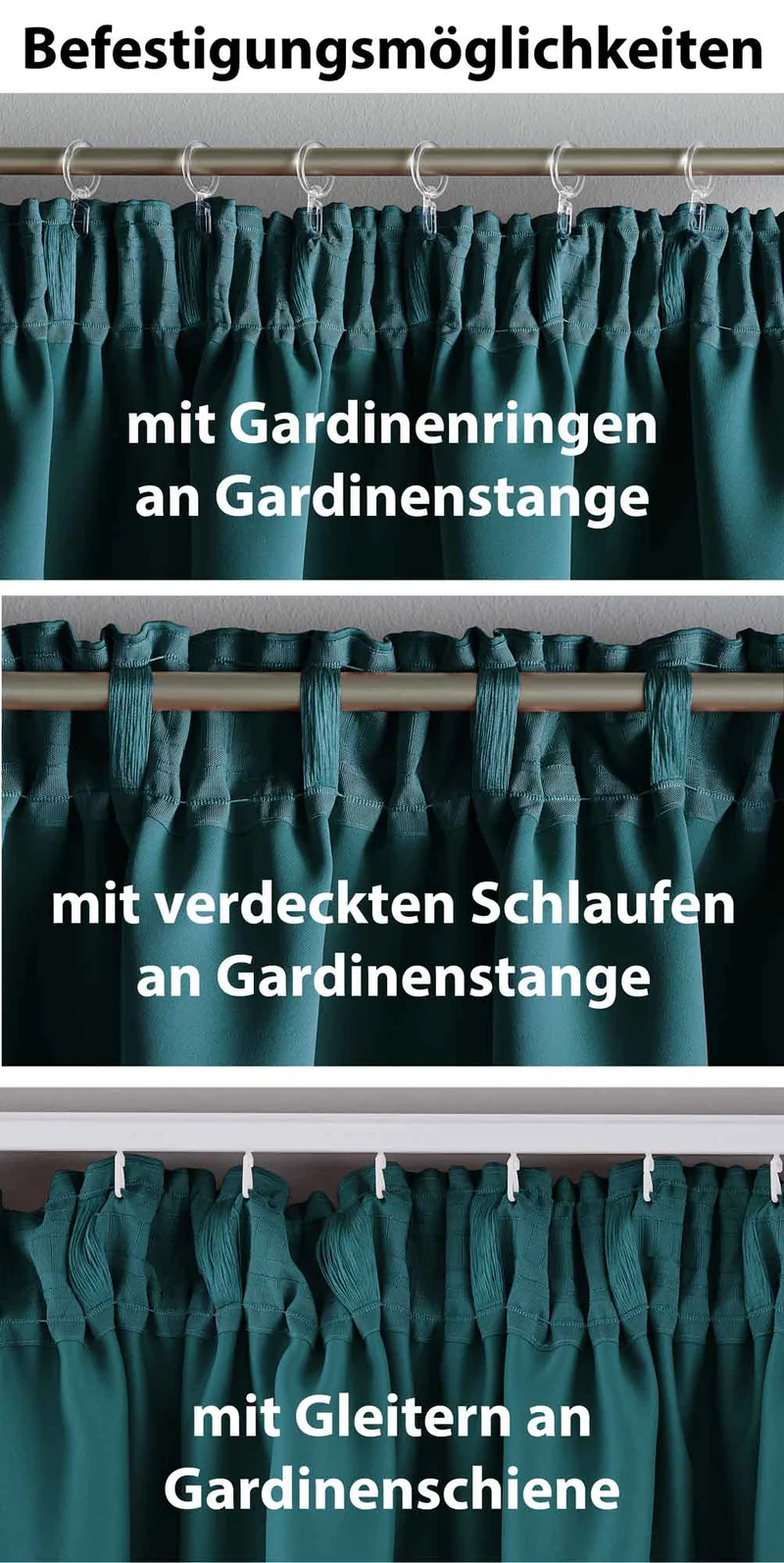 Vorhang Blickdicht »NewYork« verdeckte Schlaufen 1er-Pack Thermo-Gardine Verdunkelungsvorhang Blackout schalldämmend Kräuselband Raffhalter 202020610