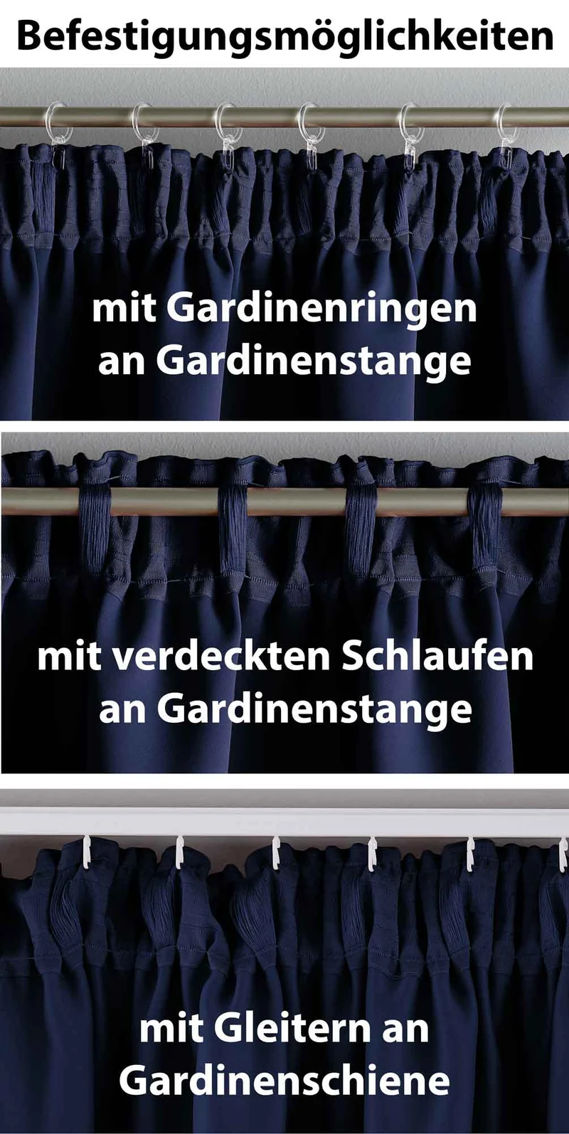 Vorhang Blickdicht »NewYork« verdeckte Schlaufen 1er-Pack Thermo-Gardine Verdunkelungsvorhang Blackout schalldämmend Kräuselband Raffhalter 202020610
