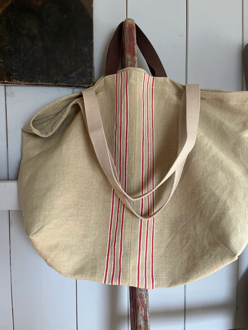 Markttasche Shopper aus altem Leinen für den Einkauf