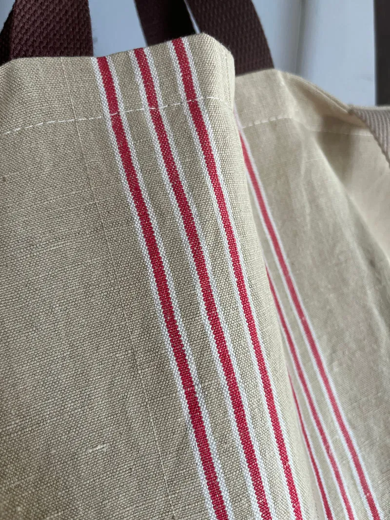 Markttasche Shopper aus altem Leinen für den Einkauf