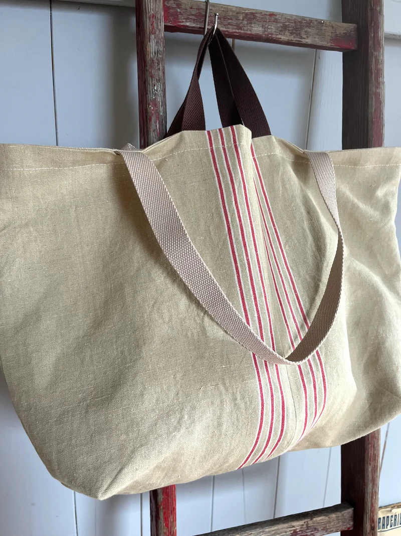 Markttasche Shopper aus altem Leinen für den Einkauf