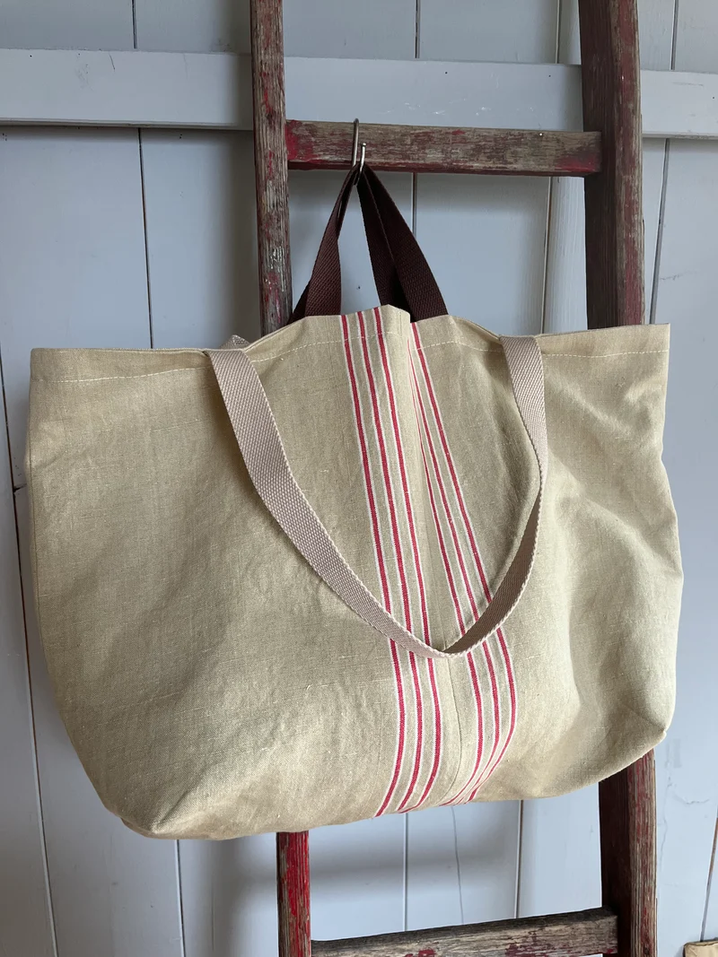 Markttasche Shopper aus altem Leinen für den Einkauf