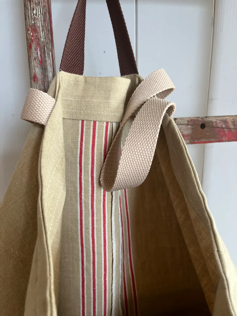 Markttasche Shopper aus altem Leinen für den Einkauf