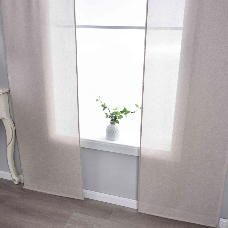 2er Set Halbtransparente Schiebegardinen mit Paneelwagen »Leipzig« Kettenmuster lichtdurchlässig elegante Struktur 202450P-2