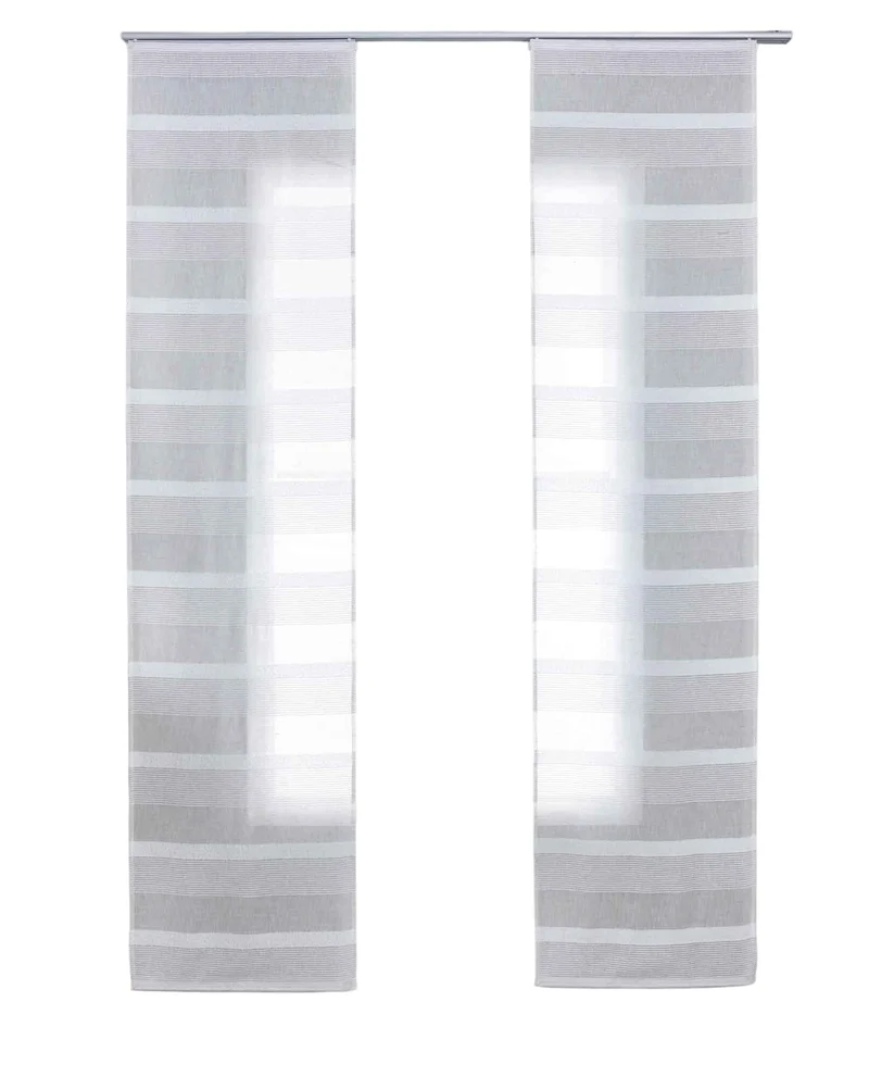 2er Set Halbtransparente Schiebegardinen Paneelwagen HxB 245x60 cm Natur Meliert »Halle« Chenille Leinenbindung Lichtdurchlässig Halbtransparent 202480P-2
