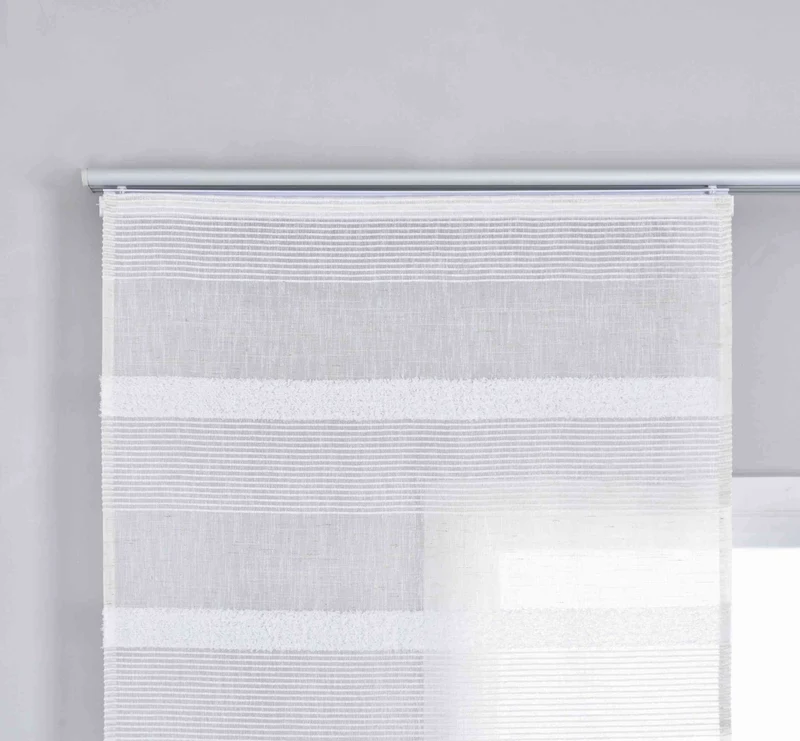 2er Set Halbtransparente Schiebegardinen Paneelwagen HxB 245x60 cm Natur Meliert »Halle« Chenille Leinenbindung Lichtdurchlässig Halbtransparent 202480P-2