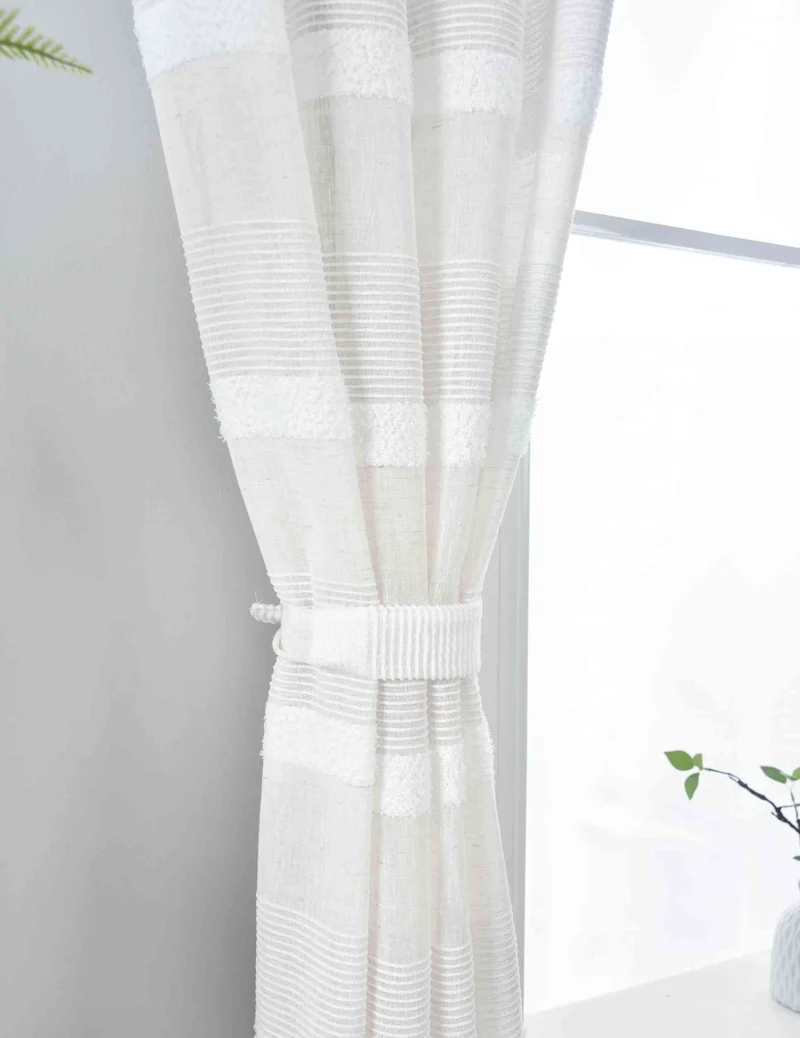 2er Set Halbtransparente Gardine mit Ösen HxB 245x140 cm Natur Meliert »Halle« Chenille Leinenbindung Lichtdurchlässig Halbtransparent 202480-2