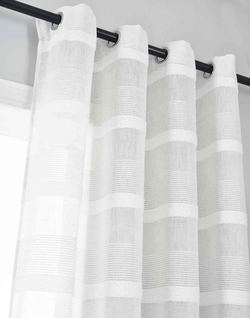 2er Set Halbtransparente Gardine mit Ösen HxB 245x140 cm Natur Meliert »Halle« Chenille Leinenbindung Lichtdurchlässig Halbtransparent 202480-2
