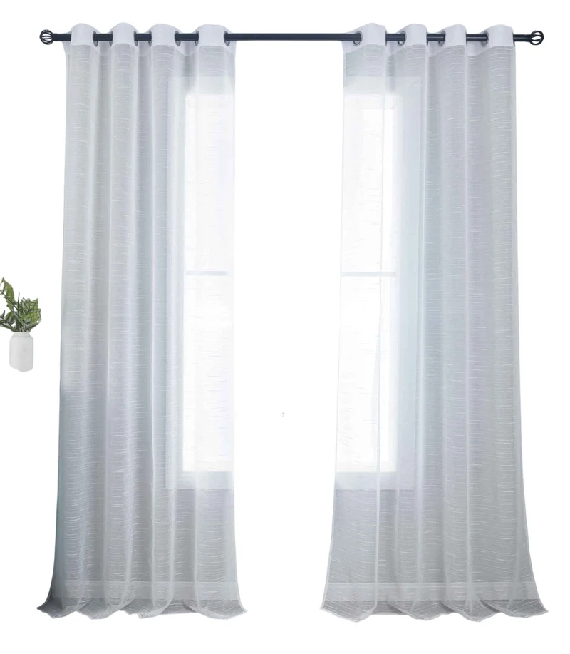 2er Set Gardinen »Dresden« Ösen HxB 245x135 cm Natur Raffhalter filigran leicht modern elegant Linienmuster 202440-2