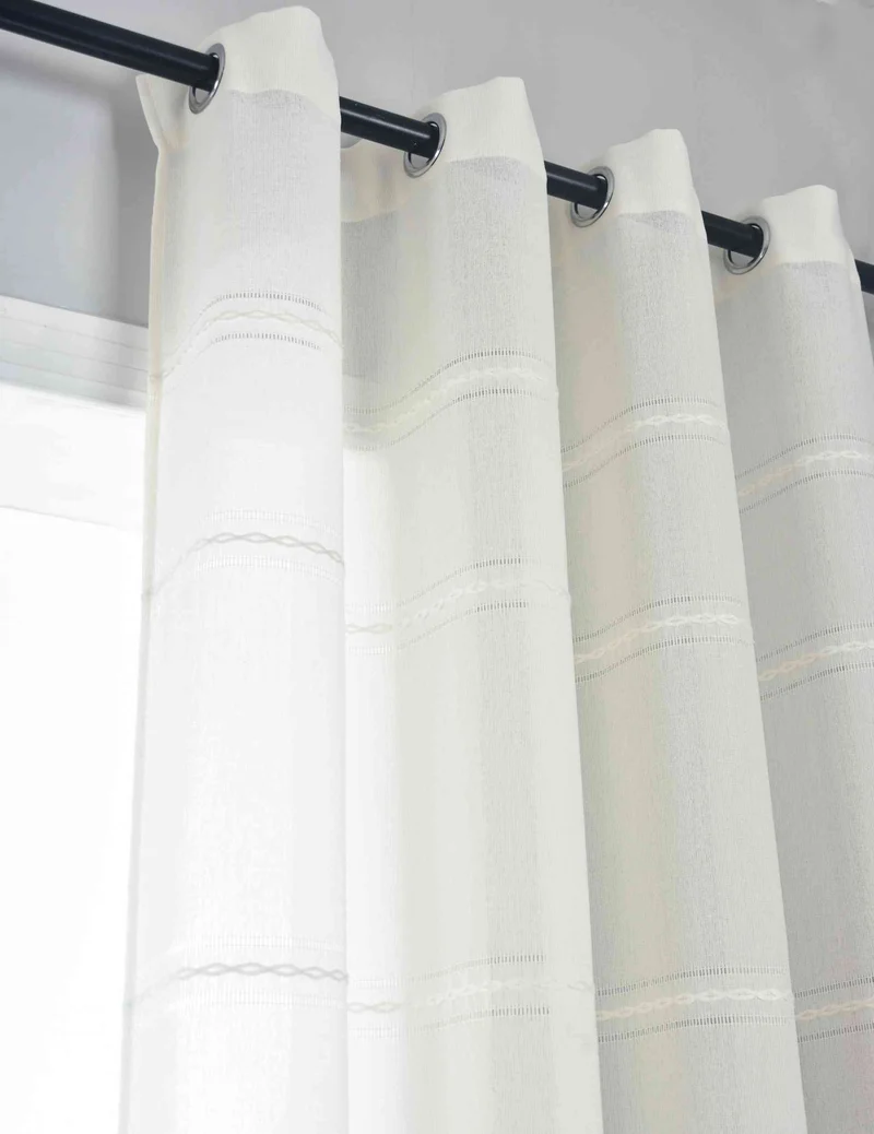 2er Set Halbtransparente Gardinen mit Ösen »Leipzig« Kettenmuster lichtdurchlässig elegante Struktur 202450-2