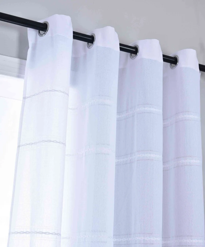 2er Set Halbtransparente Gardinen mit Ösen »Leipzig« Kettenmuster lichtdurchlässig elegante Struktur 202450-2