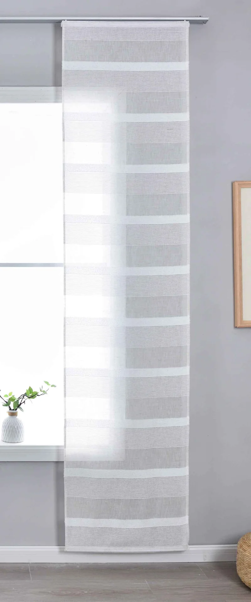 Halbtransparente Schiebegardine mit Paneelwagen HxB 245x60 cm Natur Meliert »Halle« Chenille Leinenbindung Lichtdurchlässig Halbtransparent 202480P