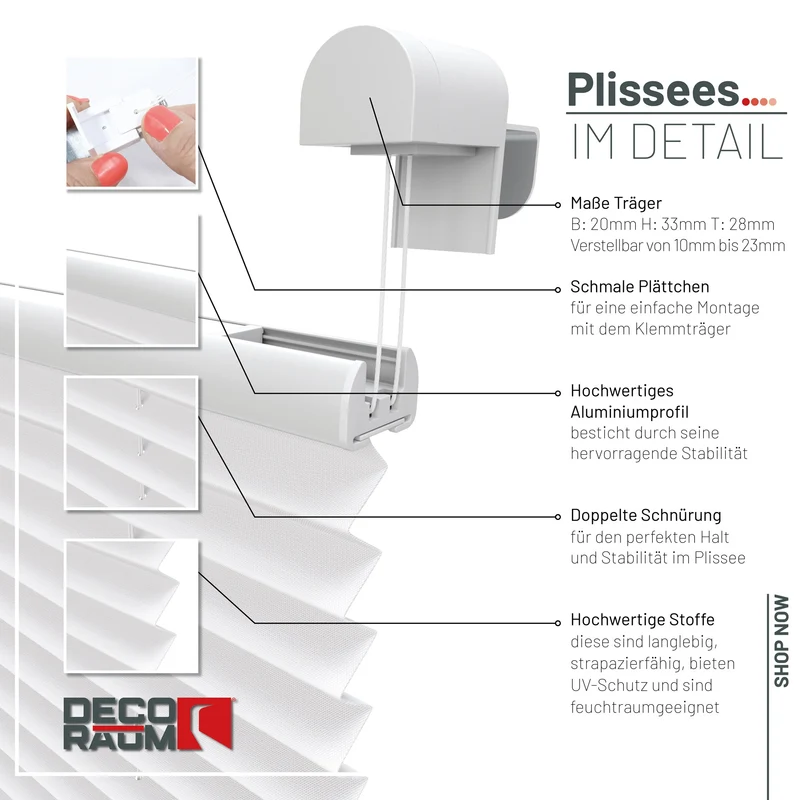 Klemmfix-Plissee blickdicht – ohne Bohren