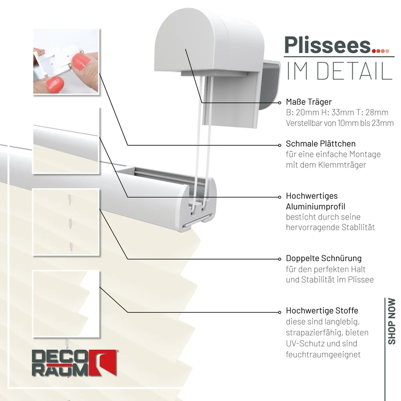 Klemmfix-Plissee blickdicht – ohne Bohren