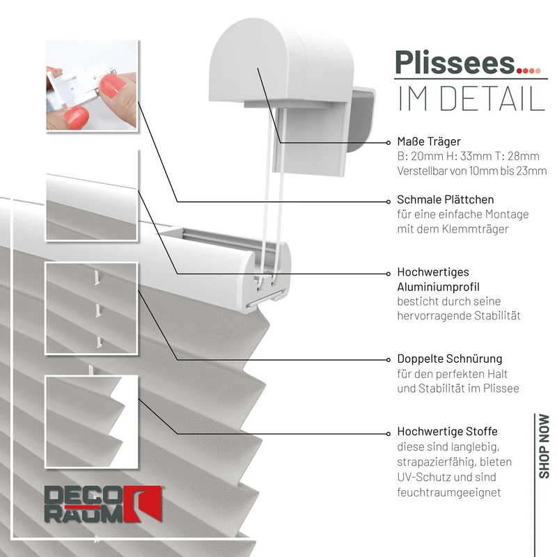 Klemmfix-Plissee blickdicht – ohne Bohren