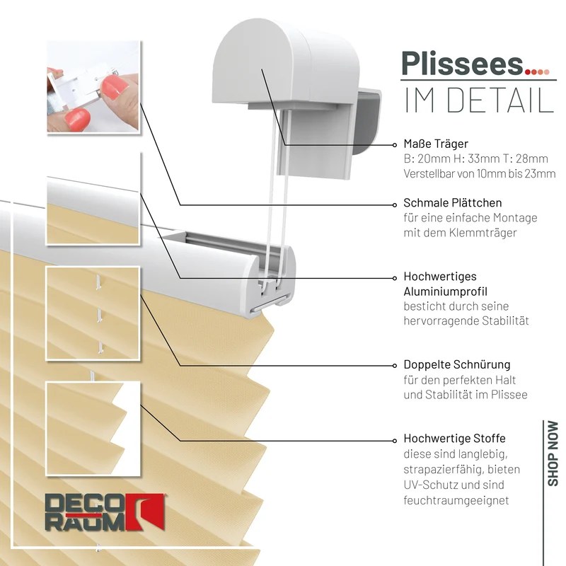 Klemmfix-Plissee blickdicht – ohne Bohren