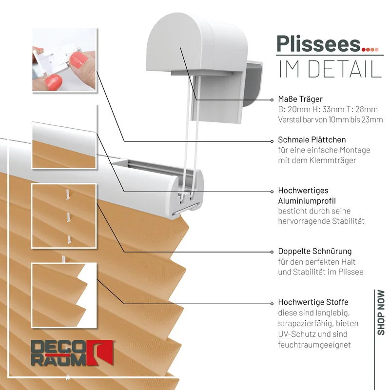 Klemmfix-Plissee blickdicht – ohne Bohren
