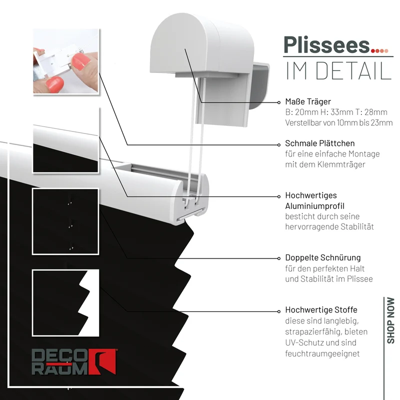 Klemmfix-Plissee blickdicht – ohne Bohren