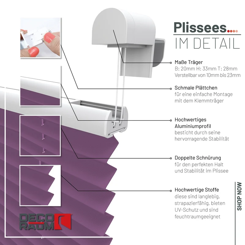 Klemmfix-Plissee blickdicht – ohne Bohren