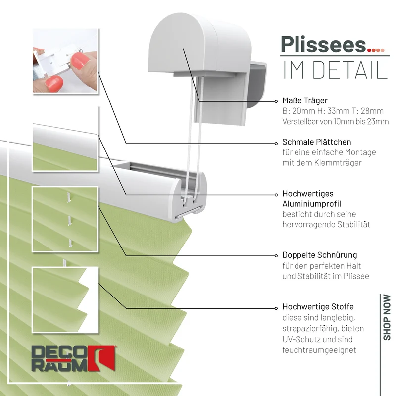 Klemmfix-Plissee blickdicht – ohne Bohren