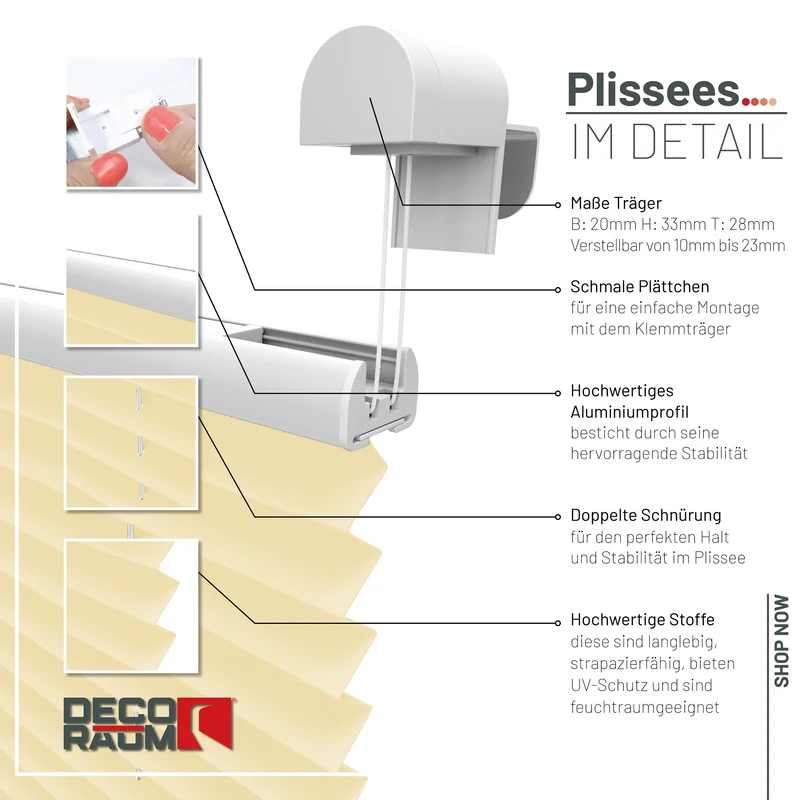 Klemmfix-Plissee blickdicht – ohne Bohren