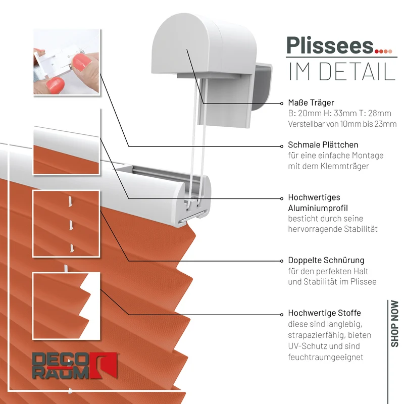 Klemmfix-Plissee blickdicht – ohne Bohren