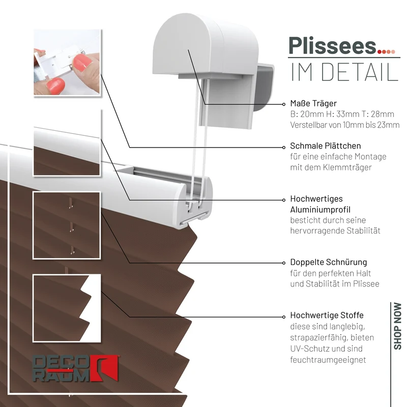Klemmfix-Plissee blickdicht – ohne Bohren